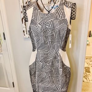 Antonio Melani black/cream Midi Dress NWT